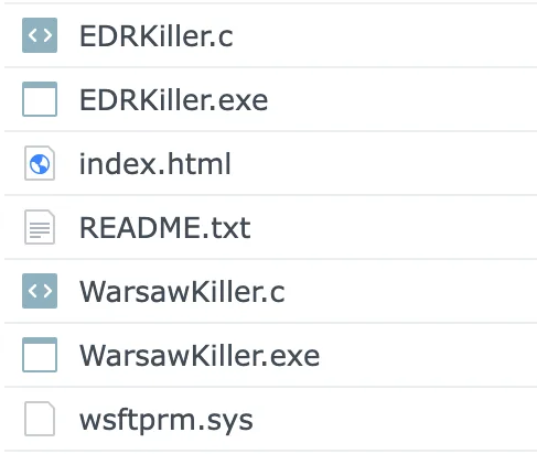 EDRKiller and WarsawKiller files
