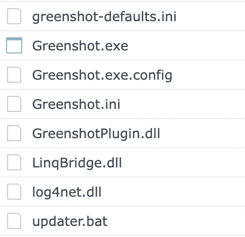 Greenshot sideload file set
